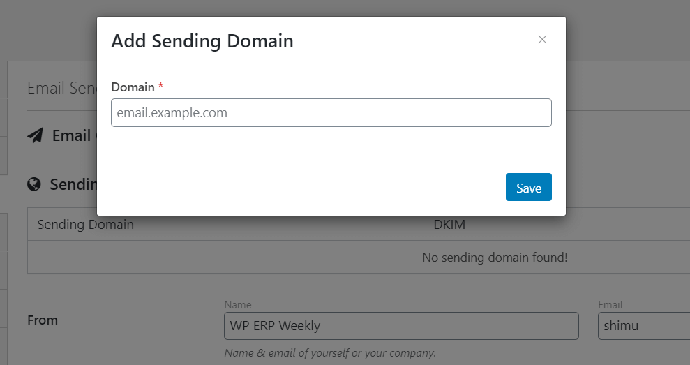 Pop-up to add your domain