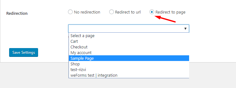 Redirect to page