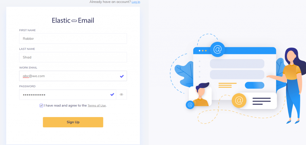 Creating Account with Elastic Email