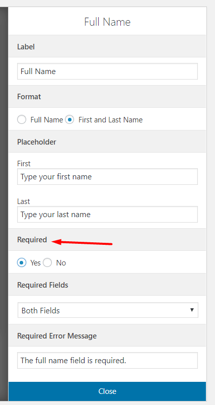 This image shows the settings of customizing a weMail form.