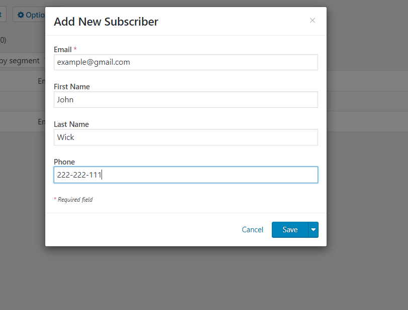 Subscriber Pop-up