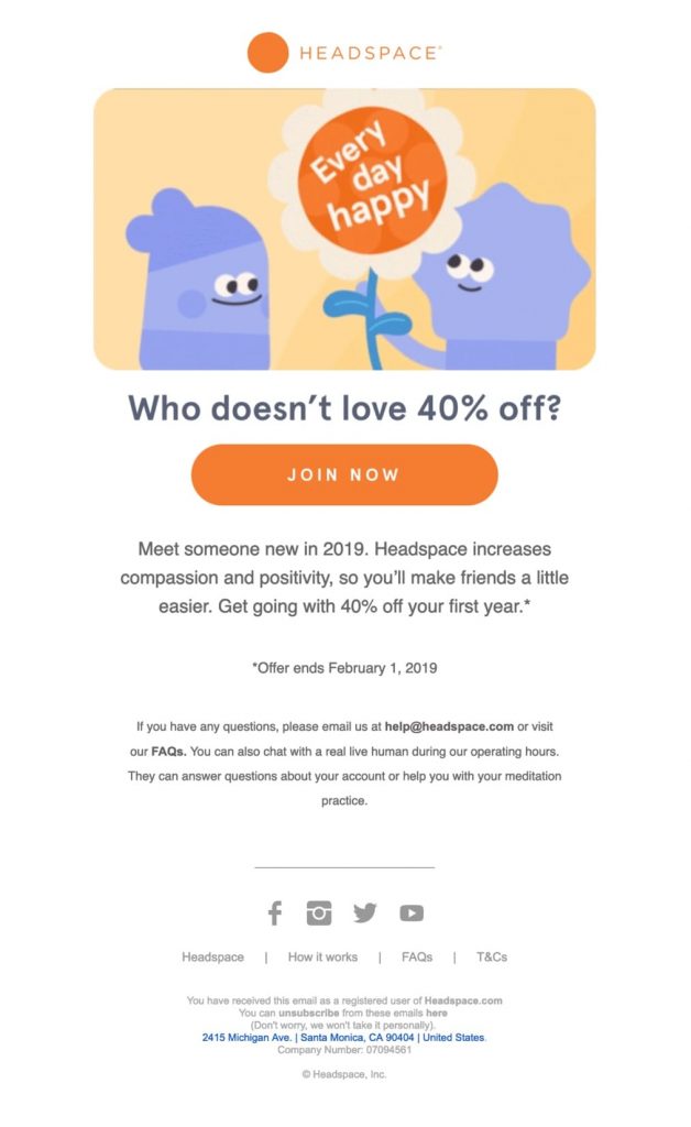 Offer discounts incentive emails