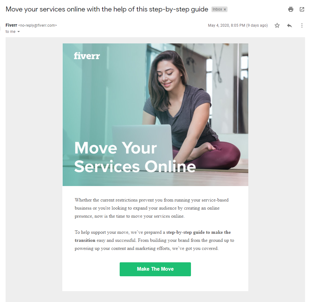 fiverr email marketing example