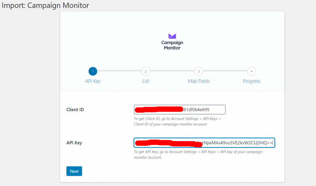 paste api key and client id