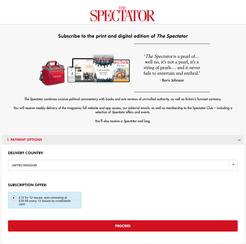 spectator subscription offer landing page