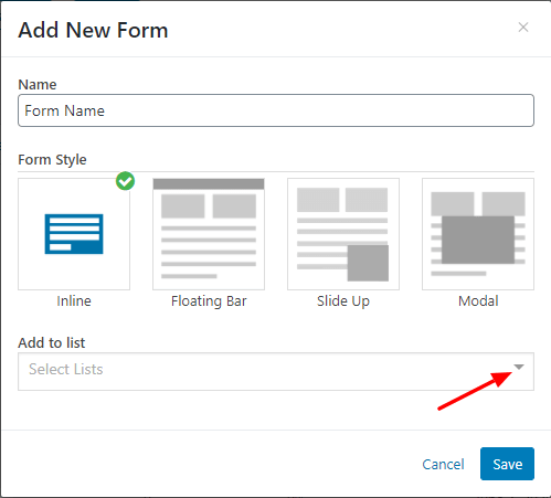 select the form style