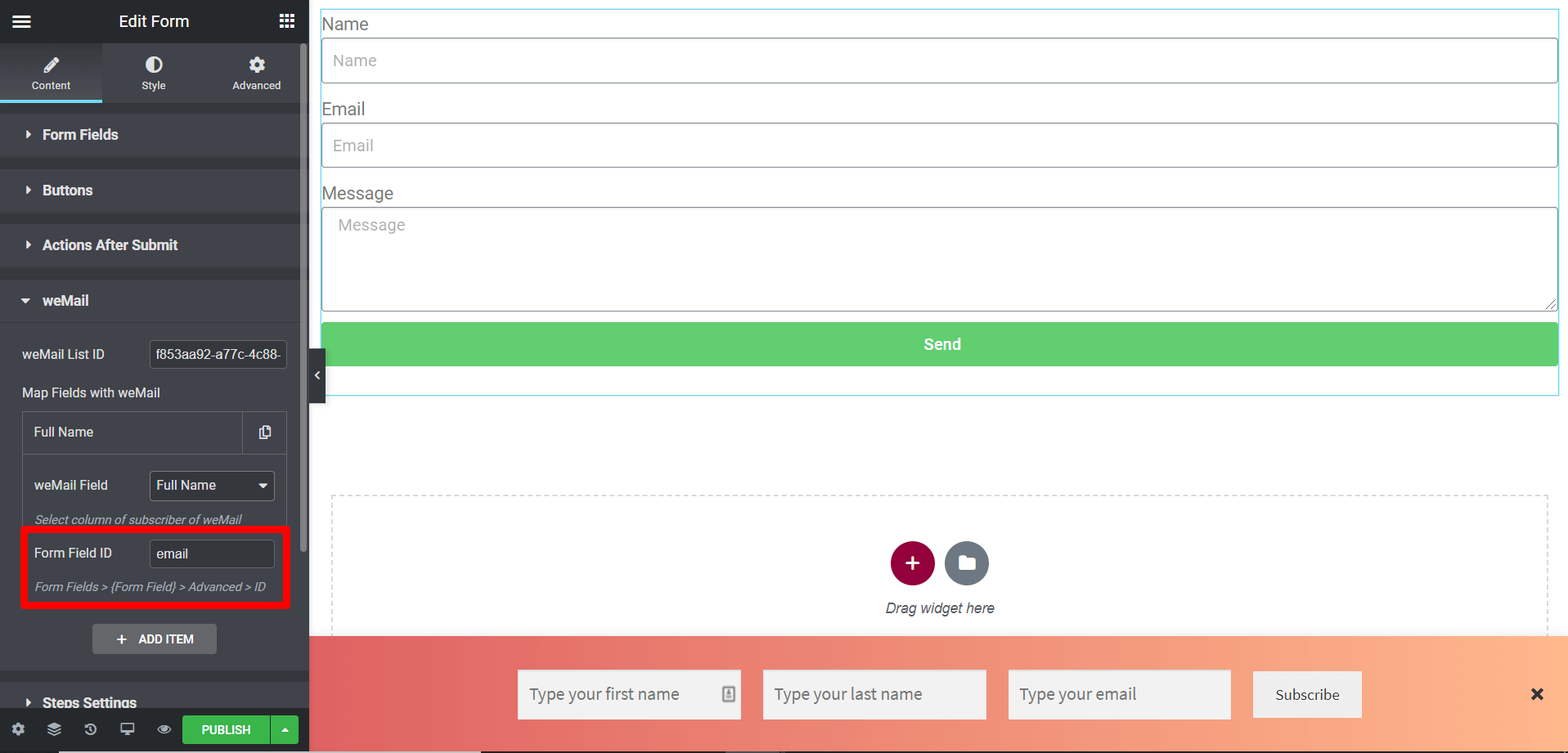 Elementor Integration - weMail