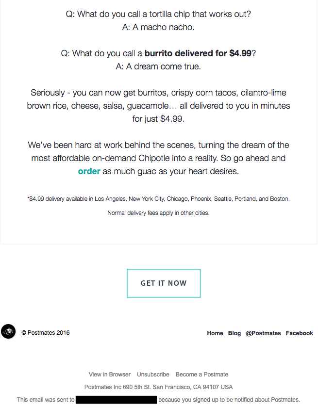 Postmate - Email Marketing Campaign