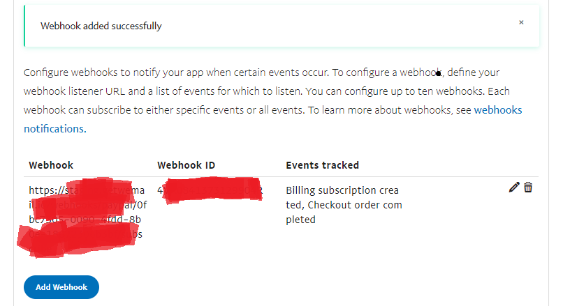 webhook added