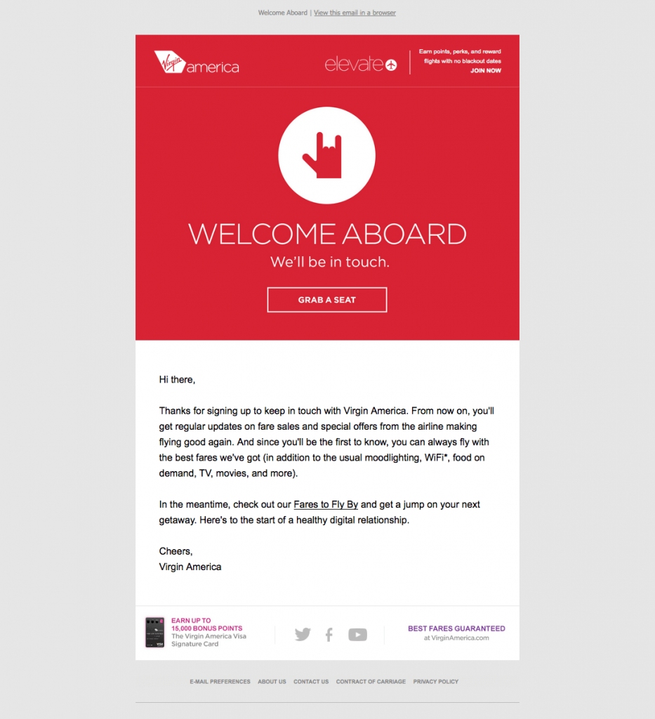 virgin-america-welcome-email how to create a welcome email how to offer great customer service