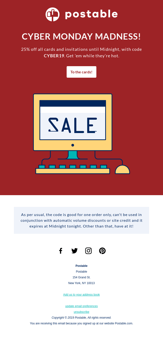 Postable's Cyber Monday Super Sale