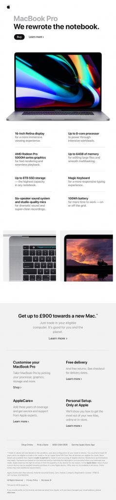 Apple MacBook Pro Launch Email