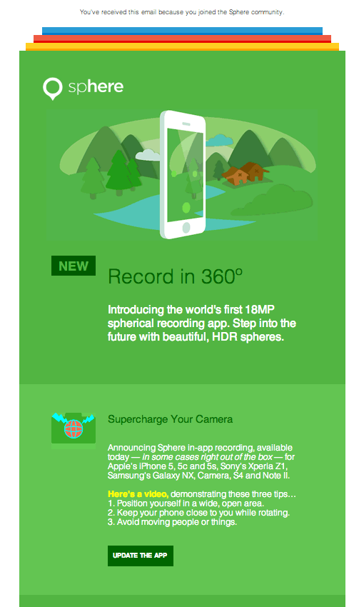 Sphere Feature Announcement Email