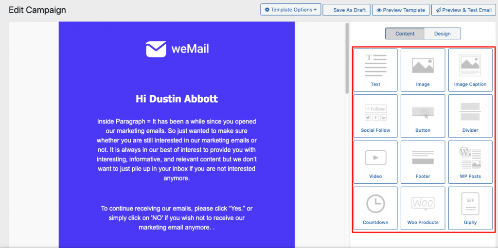 Template Elements for Email marketing