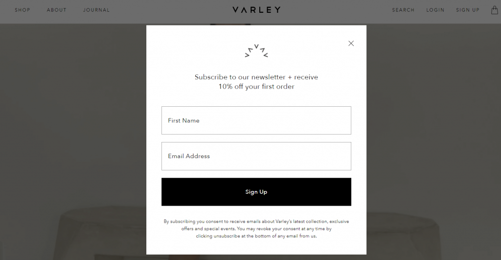 email popup examples