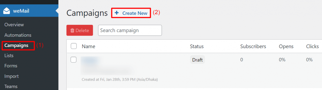 Create email campaign