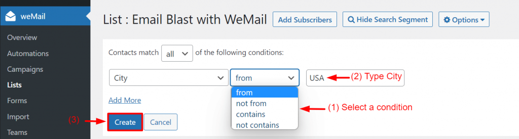 How to segment wemail email list