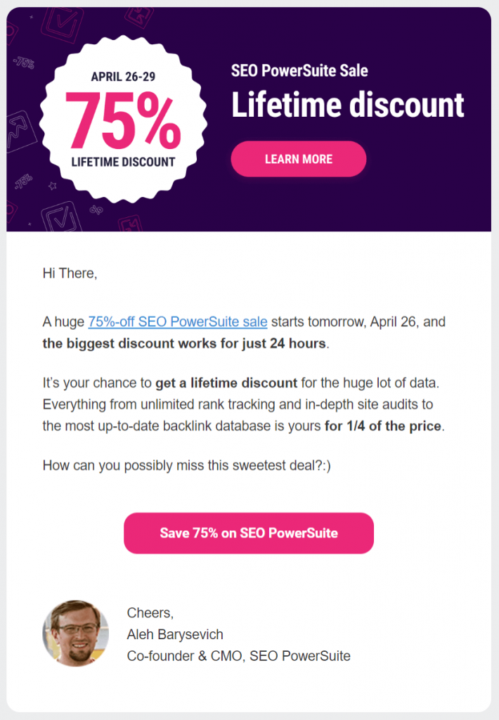 Offer Incentive Email Example