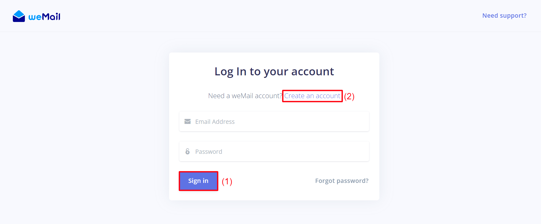 Create an account in wemail
