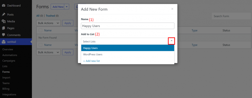 How to add subscription form to WordPress email list