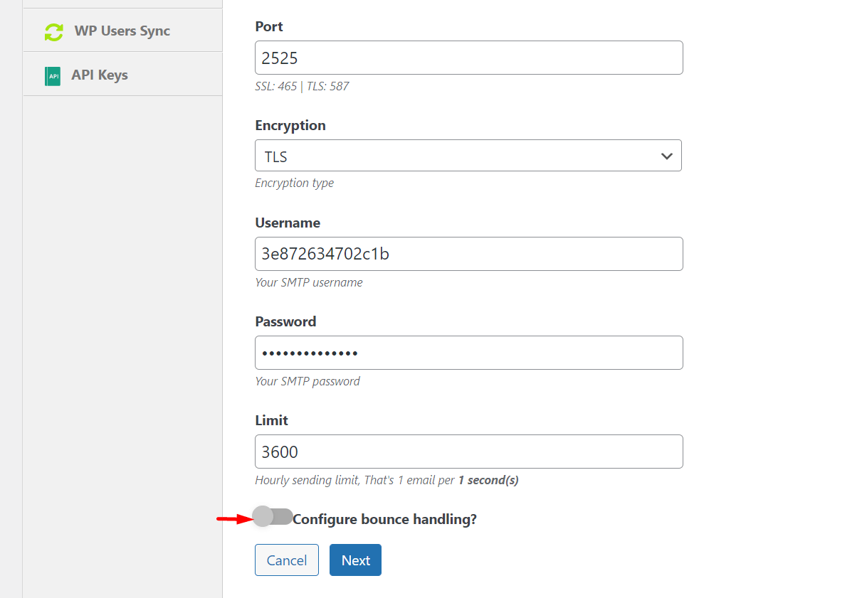 Configure bounce handling