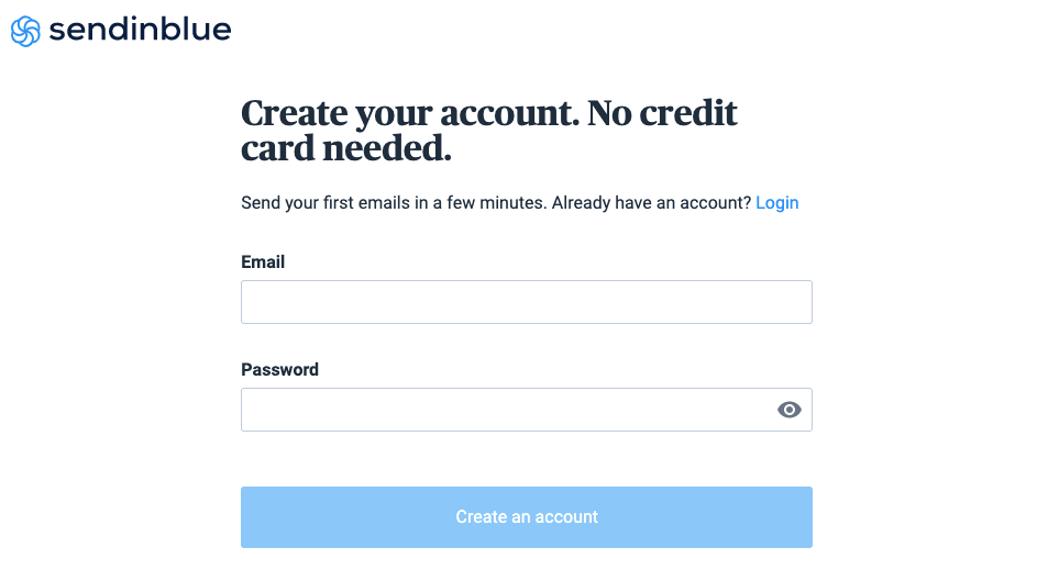 create an account in sendinblue