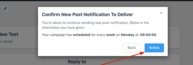 activate new post notification campaign