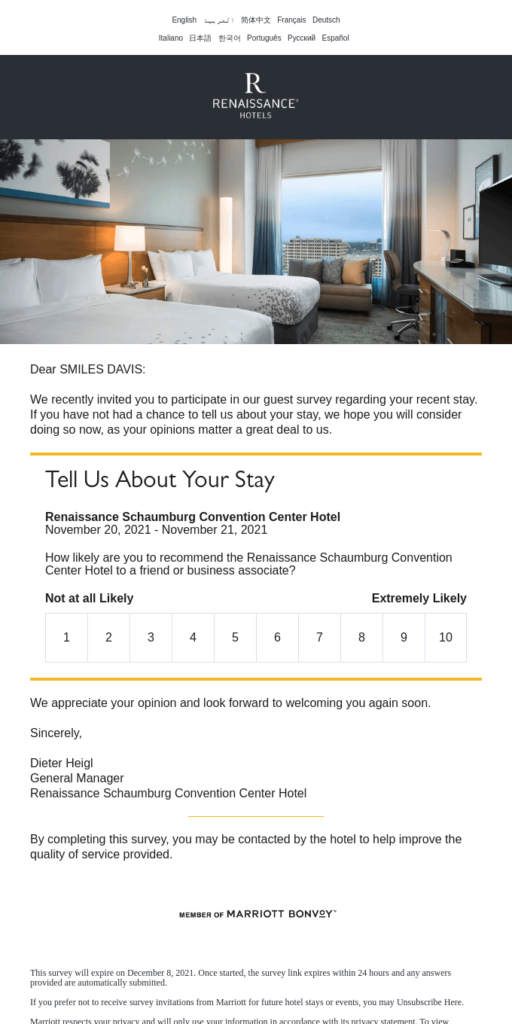 Engage Better with an Embedded Survey Like Renaissance Hotels