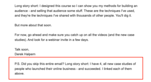 can you write ps in an email