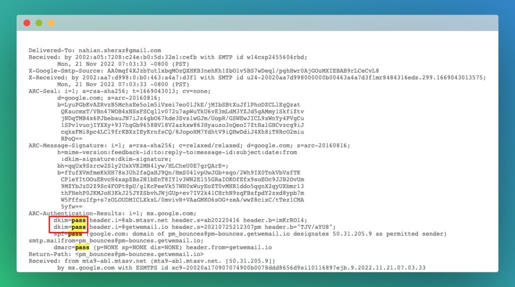DKIM Check via gmail