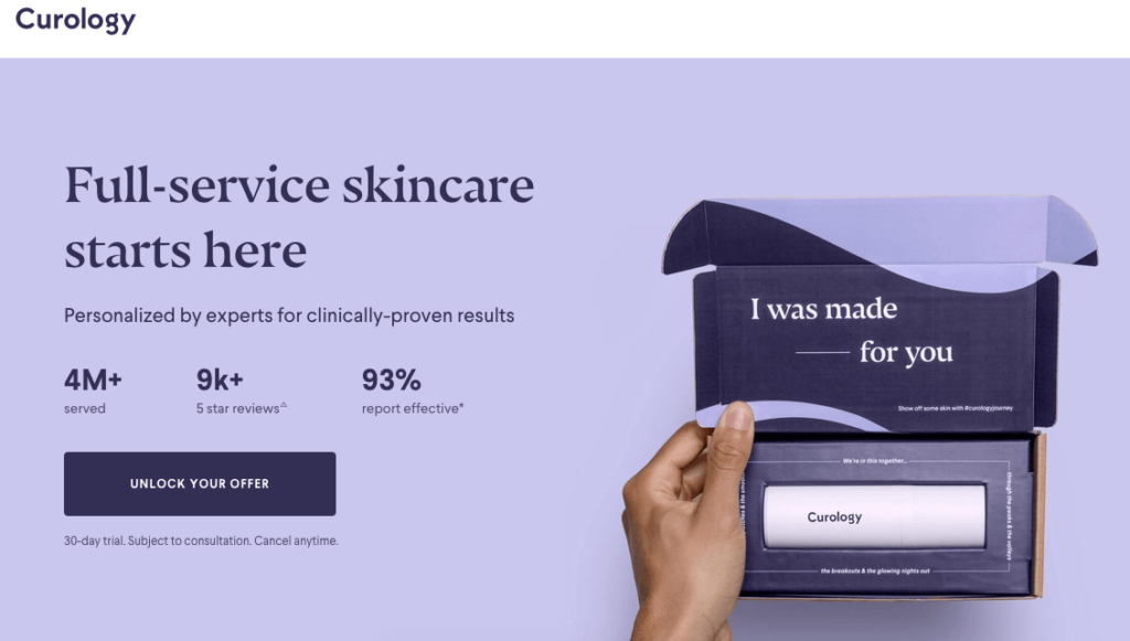 Take a look at the landing page copy of a beauty care brand
