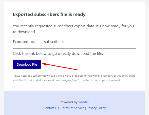email download for wemail subscriber list
