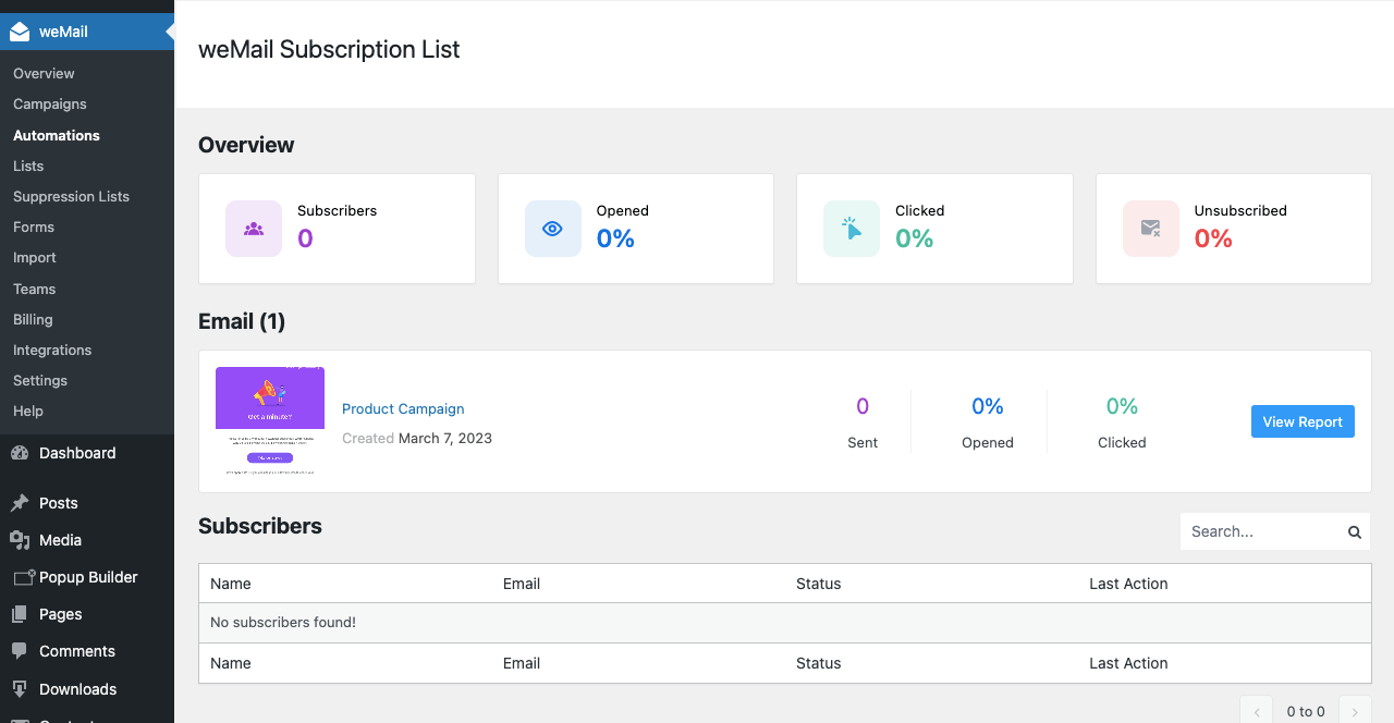 Email Automation Performance Report