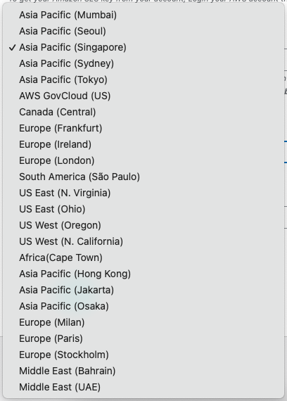 Newly added Amazon AWS Regions