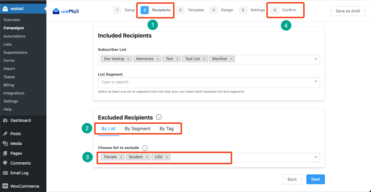 How to Exclude Recipients Using the weMail Plugin