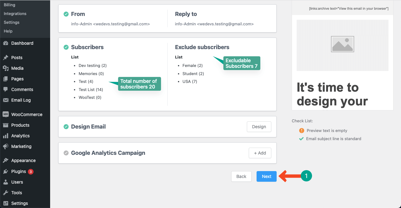 Final review of email lists before starting the campaign