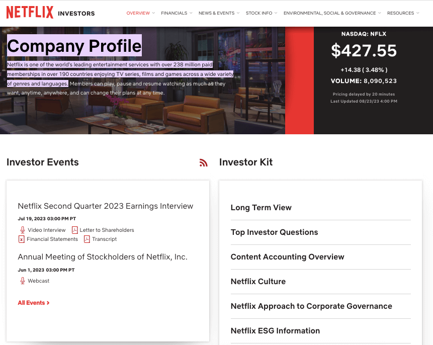 netflix company profile