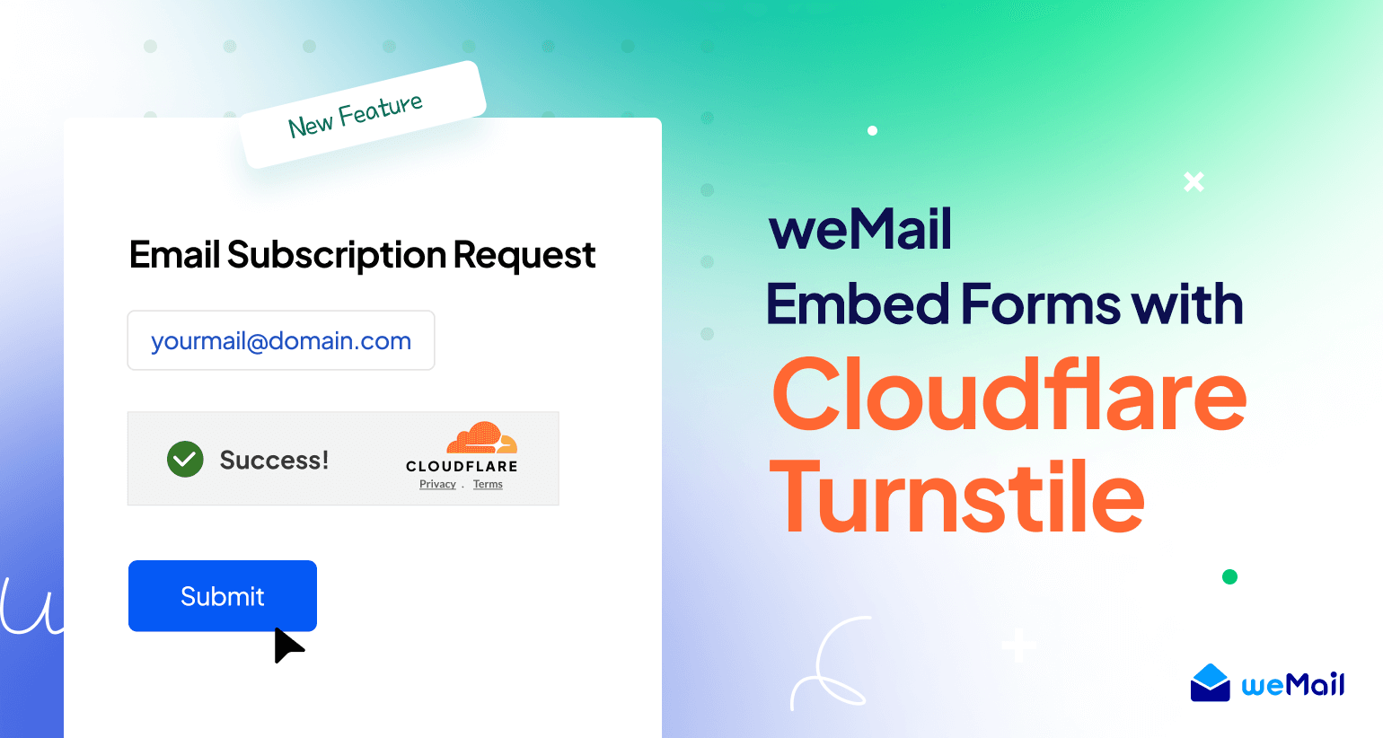 Cloudflare Turnstile for weMail embed forms