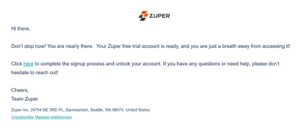 zuper email followup 