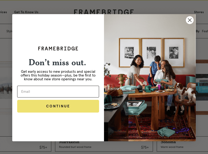 Framebridge popup