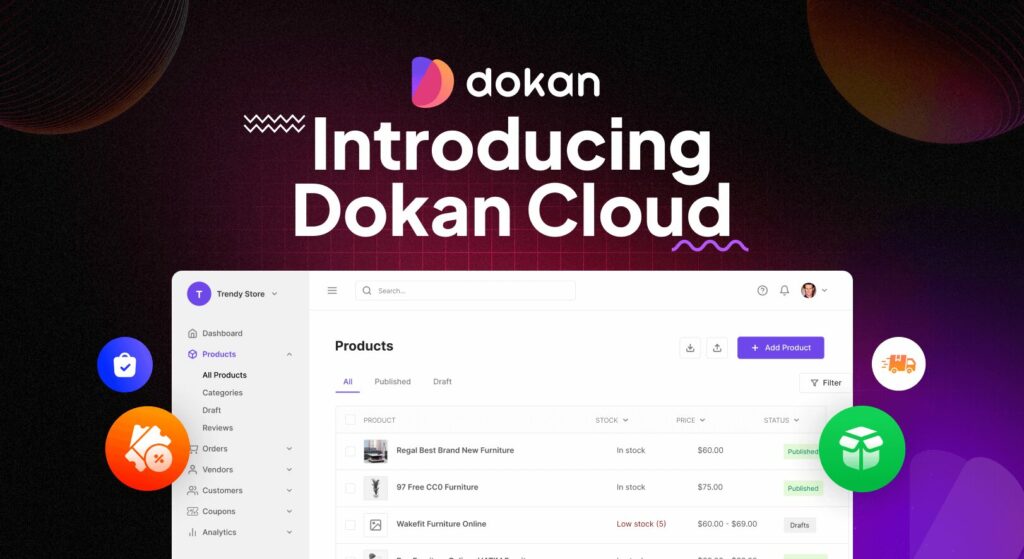 This is the feature image of the blog- Introducing Dokan Cloud