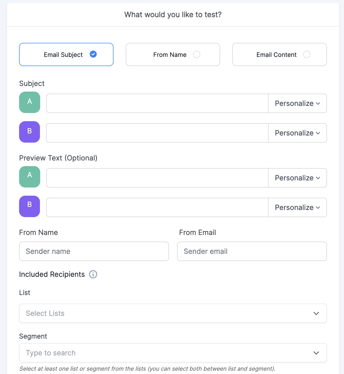 weMail ab test image