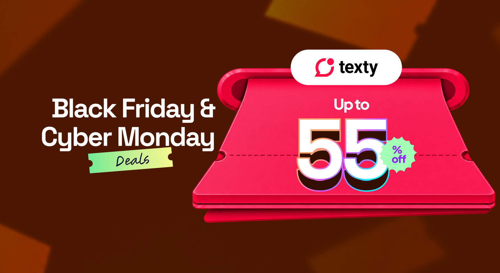 Texty Black Friday and Cyber Monday 2026 deal: up to 55% off